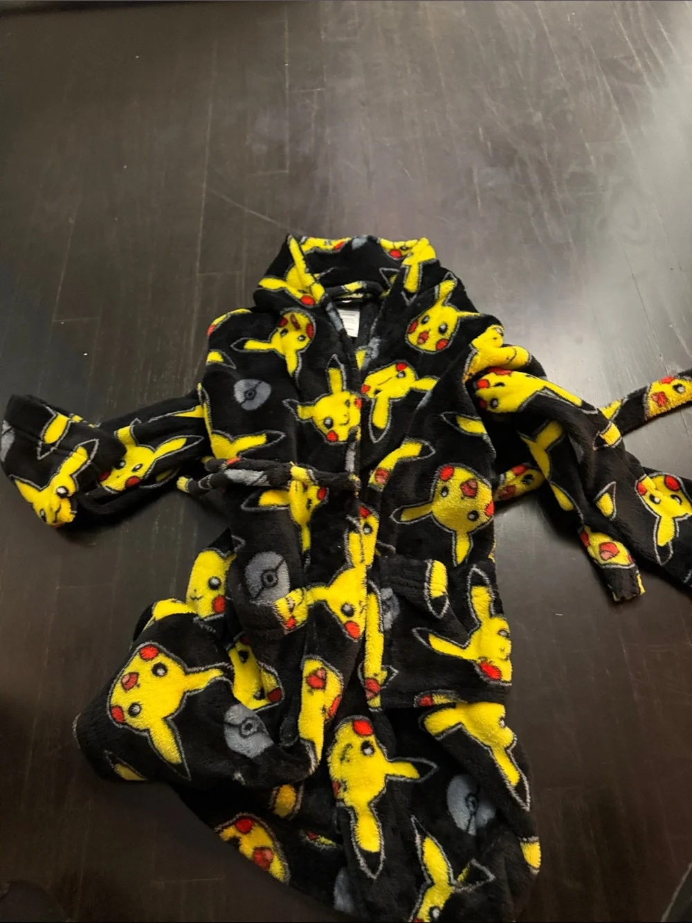 Pikachu Plush Robe - Yellow & Black Pokemon Print